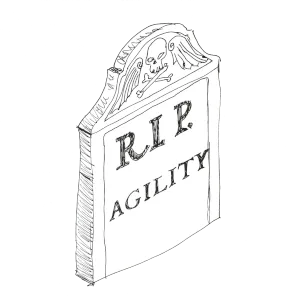 Tombstone with Rest In Peace Agility carved in it